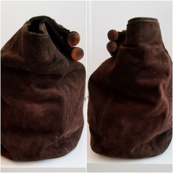 CC CHANEL BROWN SUEDE LEATHER VINTAGE ROD HAND BAG, CERTIFIED AUTHENTIC ♥ - Picture 6 of 15